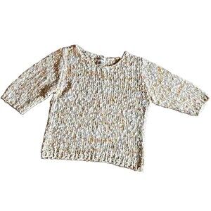 Dana Ashley Women M Speckled Textured Chunky Knit Crewneck 3/4 Pullover